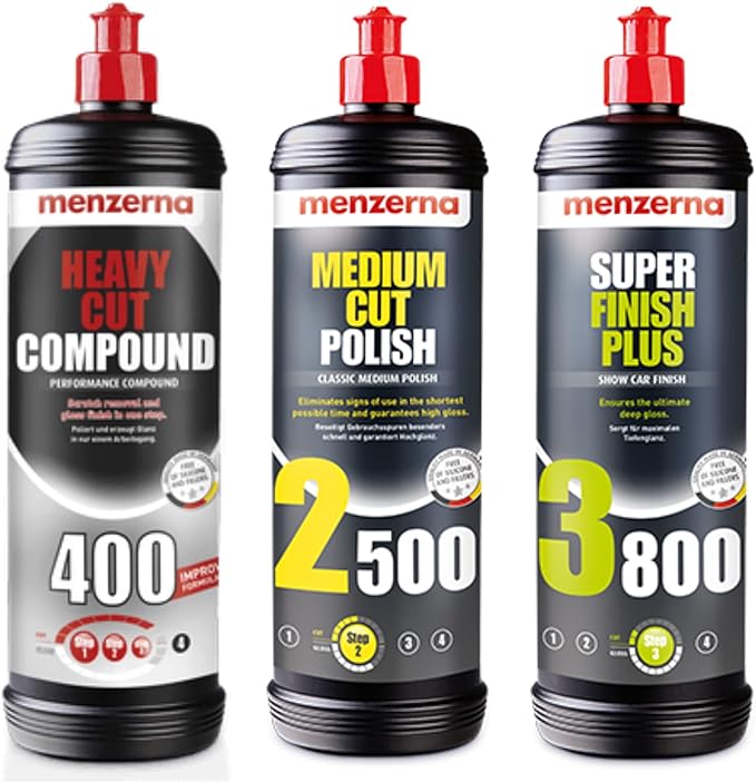 Menzerna Super 3800, Medium 2500, and Heavy 400 Polishing Compound 1L Kit