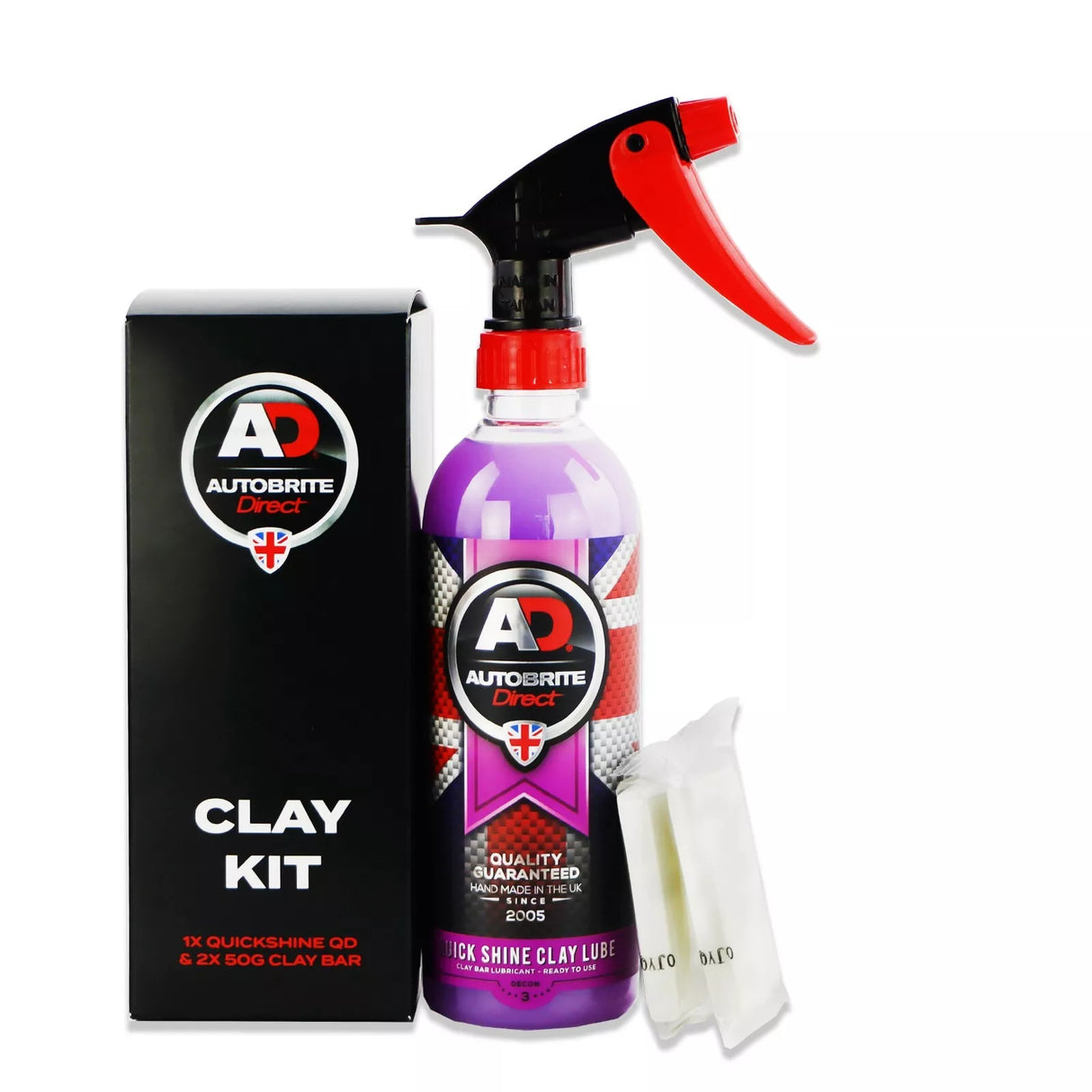 Autobrite Direct Clay Kit - Clay Bar 100g & Slippy Clay Lube 500ml